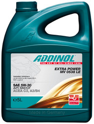 Купить моторное масло Addinol Extra Power MV 0538 LE 5W-30, 5л Синтетическое | Артикул 4014766242716