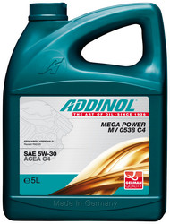 Купить моторное масло Addinol Mega Power MV 0538 C4 5W-30, 5л Синтетическое | Артикул 4014766241245